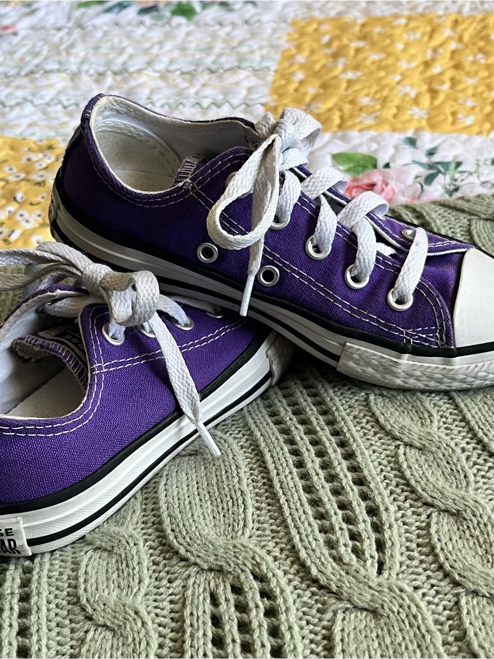 Converse Kids Purple Low-Top Canvas Sneakers with White Laces Toddler 12